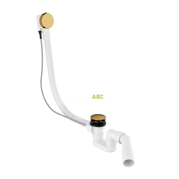 Syfon wannowy przelewowo-odpływowy z automatycznym korkiem Omnires TK104-PLUS-3.17+64-SGL złoty