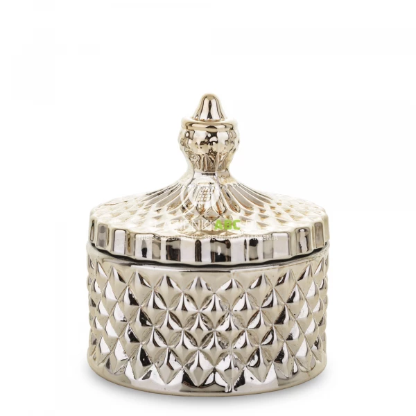 Szklany pojemnik dekoracyjny złoty 10x8,5cm 142430 glamour