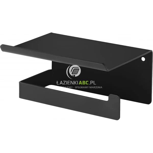 Uchwyt na papier toaletowy z półką Deante MOKKO NERO ADM N221 czarny mat