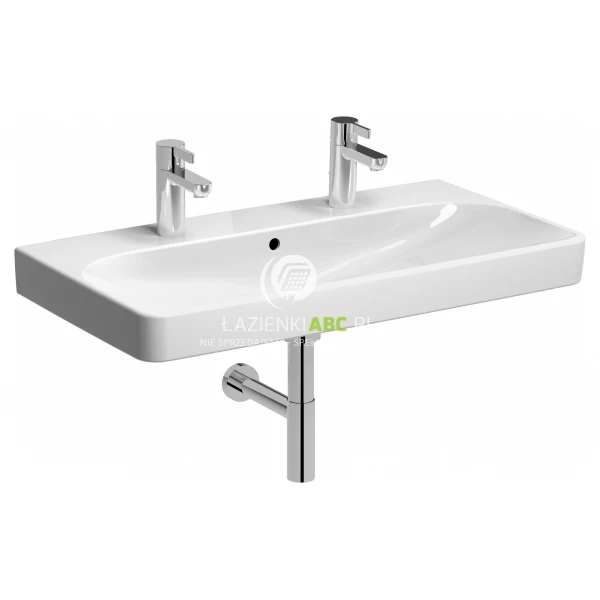 Umywalka meblowa 90x48 z dwoma otworami, z przelewem Geberit SMYLE SQUARE 500.252.01.1