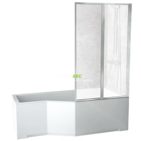Wanna asymetryczna 150x75 z parawanem 2-skrzydłowym Besco INTEGRA #WAI-150-PL2 lewa