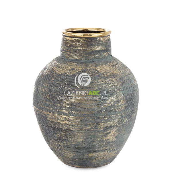 Wazon okrągły złoto-niebieski ceramiczny 35cm Antique 171401