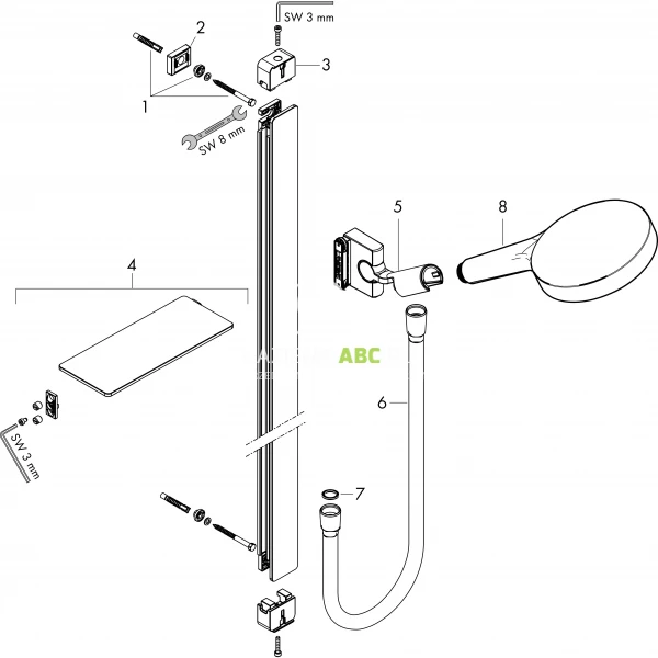 Zestaw prysznicowy na drążku EcoSmart 150 cm podtynkowy z mydelniczkami Hansgrohe RAINFINITY 27674000