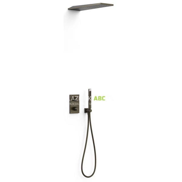 Zestaw prysznicowy podtynkowy termostatyczny i deszczownicą ścienną Tres PROJECT TRES 21125005KMB czarny brąz