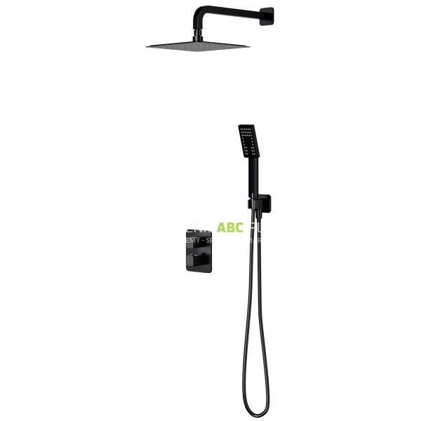 Zestaw prysznicowy podtynkowy termostatyczny z deszczownicą Omnires PARMA SYSPM11BL czarny mat