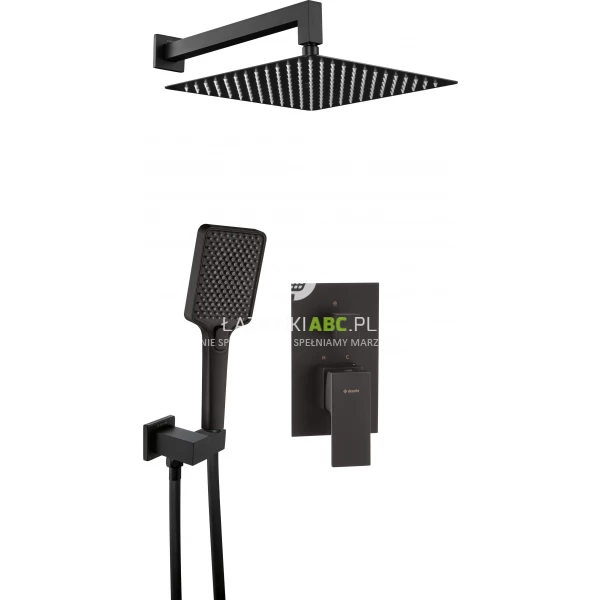 Zestaw prysznicowy podtynkowy z deszczownicą 30x30 Deante ANEMON NAC N9MP czarny mat