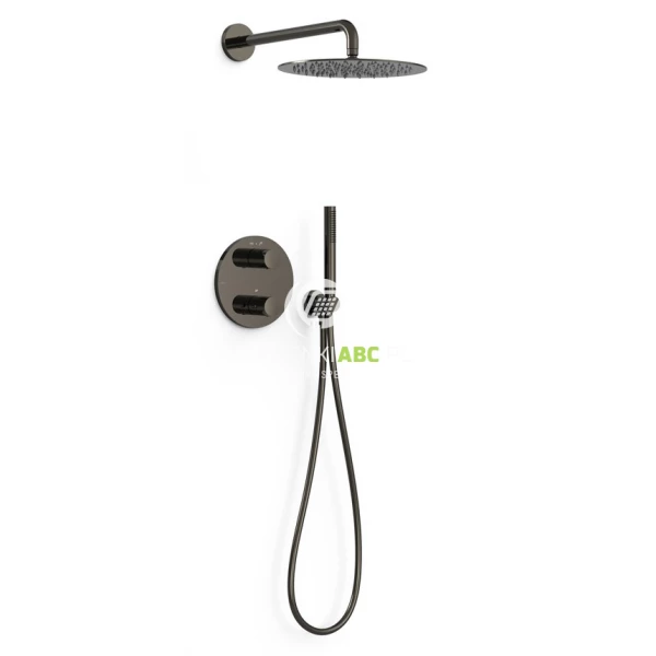 Zestaw wannowo-prysznicowy podtynkowy Therm-box z deszczownicą boczną Tres STUDY EXCLUSIVE 26225004KM czerń metalizowana