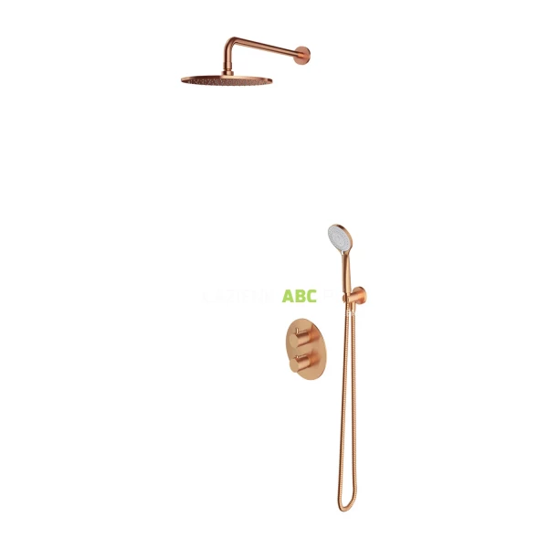 Zestaw wannowo-prysznicowy podtynkowy z termostatem Omnires Y SYSYT05CPB miedź szczotkowana