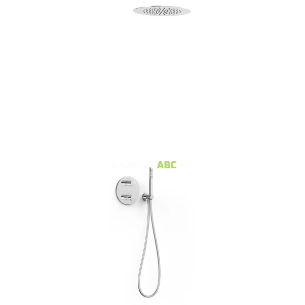 Zestaw wannowo-prysznicowy podtynkowy z termostatem z deszczownicą okrągłą sufitową Tres THERM-BOX 26225005