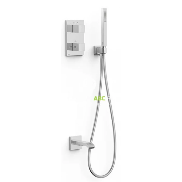 Zestaw wannowo-prysznicowy podtynkowy z termostatem z wylewką Tres THERM-BOX 00625006