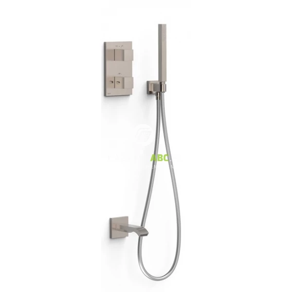 Zestaw wannowo-prysznicowy podtynkowy z termostatem z wylewką Tres THERM-BOX 00625006AC stal