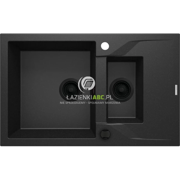 Zlewozmywak granitowy 1,5-komorowy 78x49 z krótkim ociekaczem Deante ANDANTE ZQN G513 grafitowy metalik