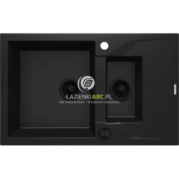 Zlewozmywak granitowy 1,5-komorowy z ociekaczem Deante ANDANTE NERO ZQN N513 czarny mat