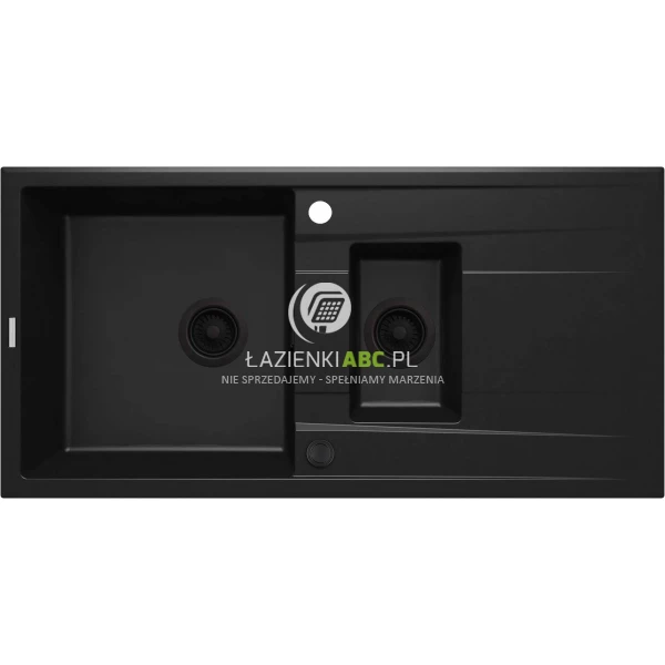 Zlewozmywak granitowy 1,5-komorowy z ociekaczem Deante ERIDAN NERO ZQE N513 czarny mat