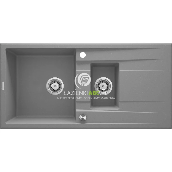 Zlewozmywak granitowy 1,5-komorowy z ociekaczem Deante ERIDAN ZQE S513 szary metalik