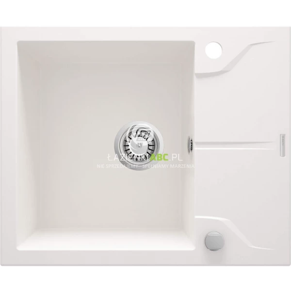 Zlewozmywak granitowy 1-komorowy 59x49 z krótkim ociekaczem Deante ANDANTE ZQN A11A alabaster