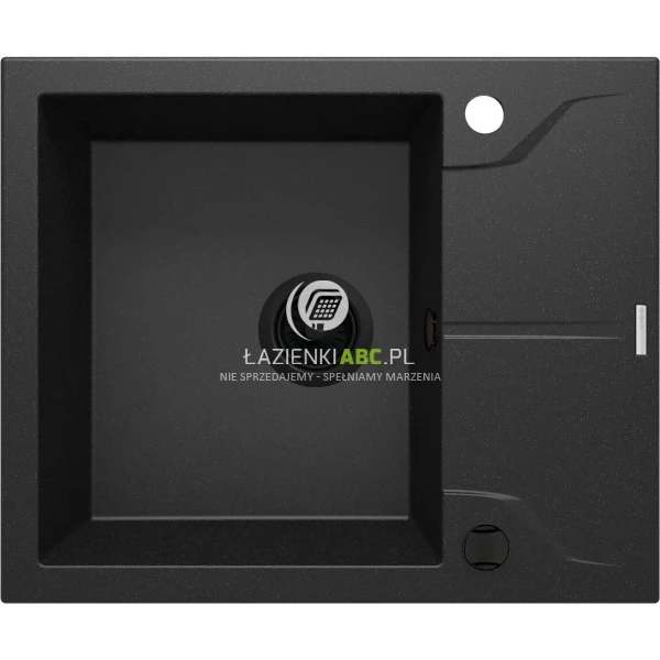 Zlewozmywak granitowy 1-komorowy 59x49 z krótkim ociekaczem Deante ANDANTE ZQN G11A grafitowy metalik