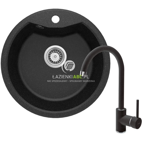 Zlewozmywak granitowy 1-komorowy + bateria Deante SOLIS ZRSB2803