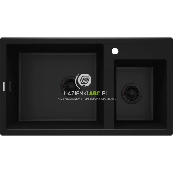 Zlewozmywak granitowy 2-komorowy 88x50 Deante ERIDAN NERO ZQE N20B czarny mat