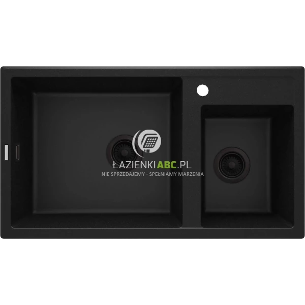 Zlewozmywak granitowy 2-komorowy bez ociekacza Deante ERIDAN ZQE G20B grafitowy metalik