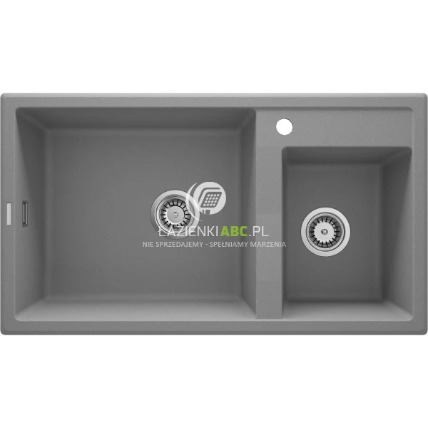 Zlewozmywak granitowy 2-komorowy bez ociekacza Deante ERIDAN ZQE S20B szary metalik